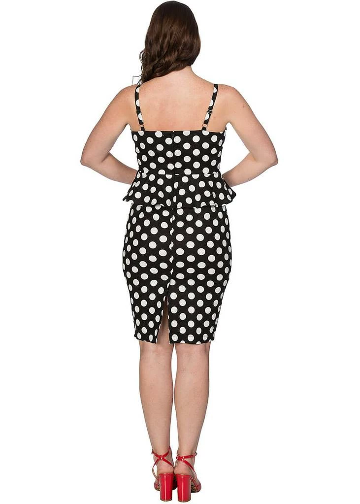 Banned Peplum Polkadot 50's Pencil Dress Black - Image 2