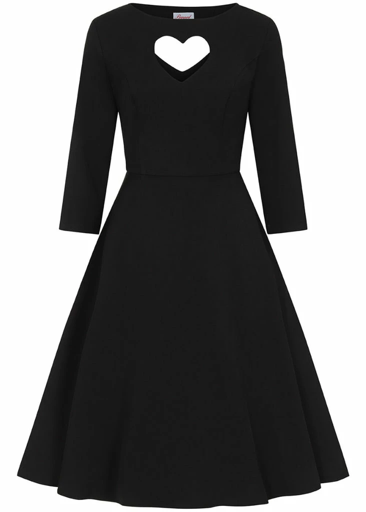 Banned Heart 40's A-Line Dress Black