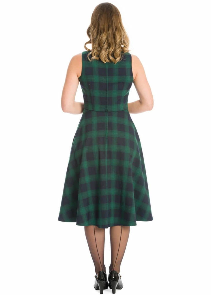 Banned Tartan 50's Swing Dress Green - Image 3