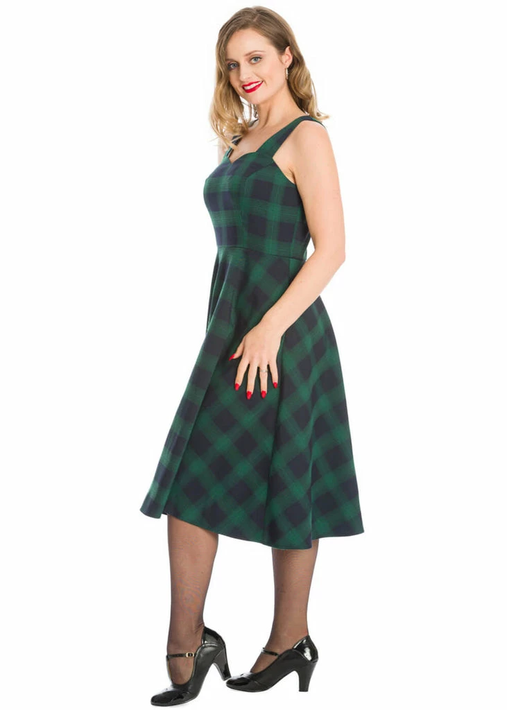 Banned Tartan 50's Swing Dress Green - Image 2