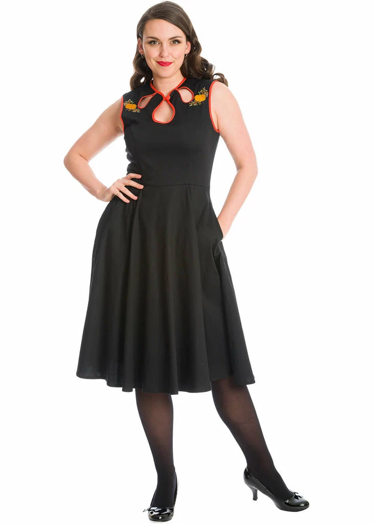 Banned Pumpkin Spice & All Things Nice 50's Swing Dress Black - Image 2