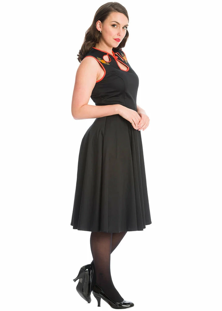 Banned Pumpkin Spice & All Things Nice 50's Swing Dress Black - Image 3