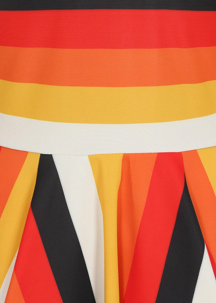 Collectif Lila Candy Corn Stripe 60's Skater Dress Orange - Image 4