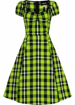 Collectif Mimi Frogs Breath Check 50's Swing Dress Green