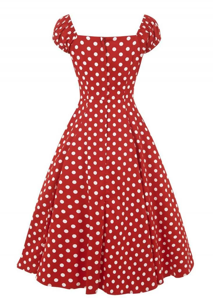 Collectif Dolores Polkadot 50's Swing Dress Red - Image 4