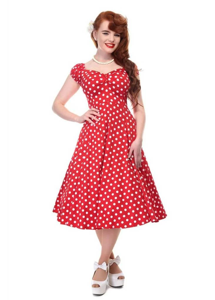 Collectif Dolores Polkadot 50's Swing Dress Red - Image 5