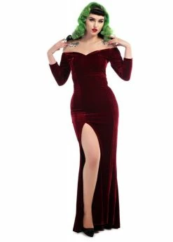 Collectif Anjelica Velvet Maxi Dress Wine