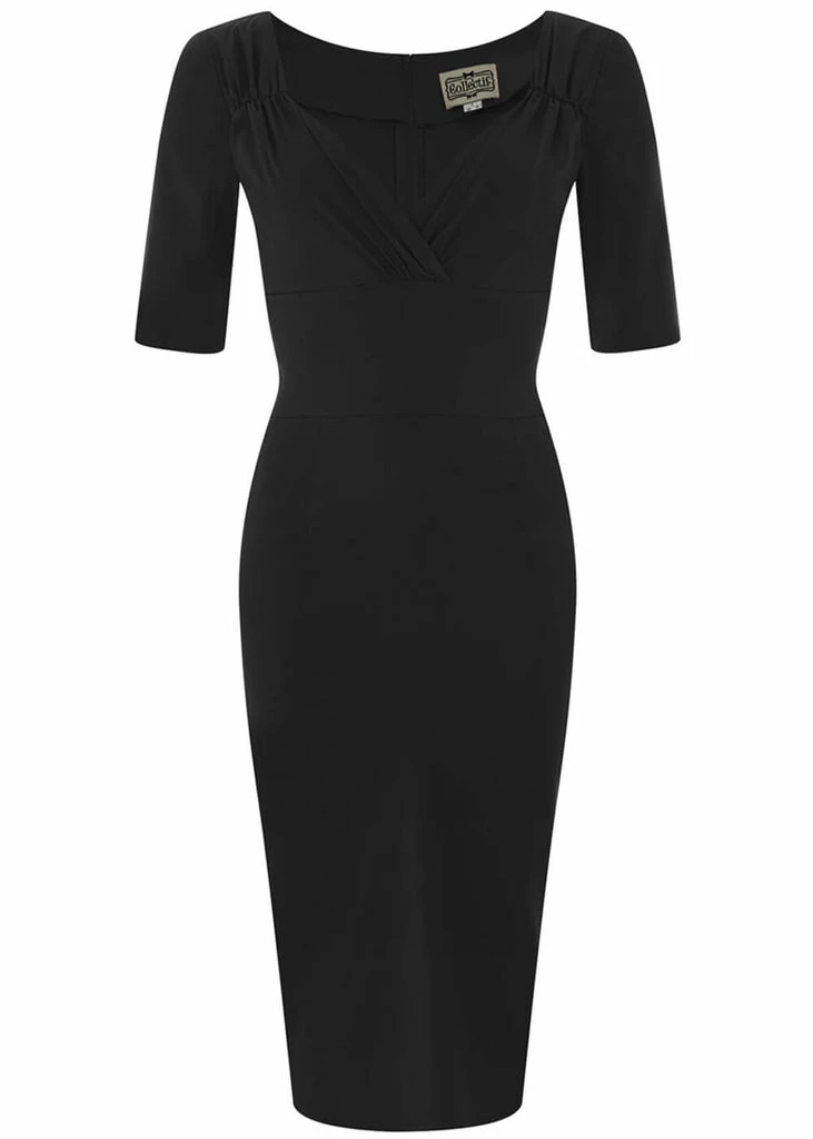Collectif Trixie 50's Pencil Dress Black - Image 4