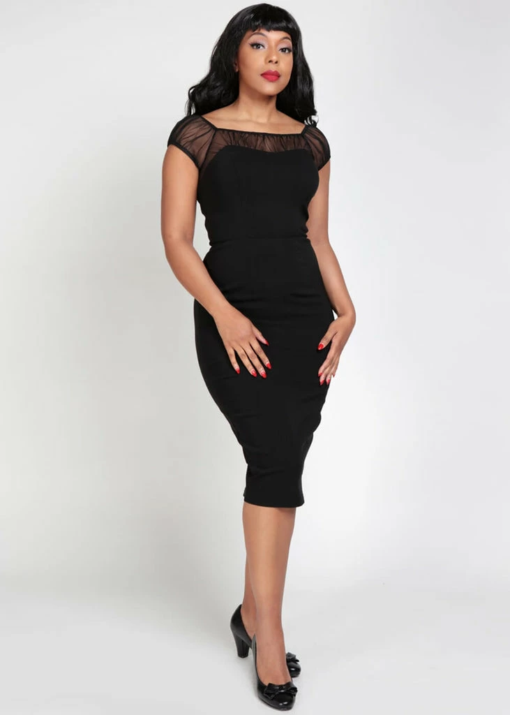 Collectif Alina 50's Pencil Dress Black - Image 2