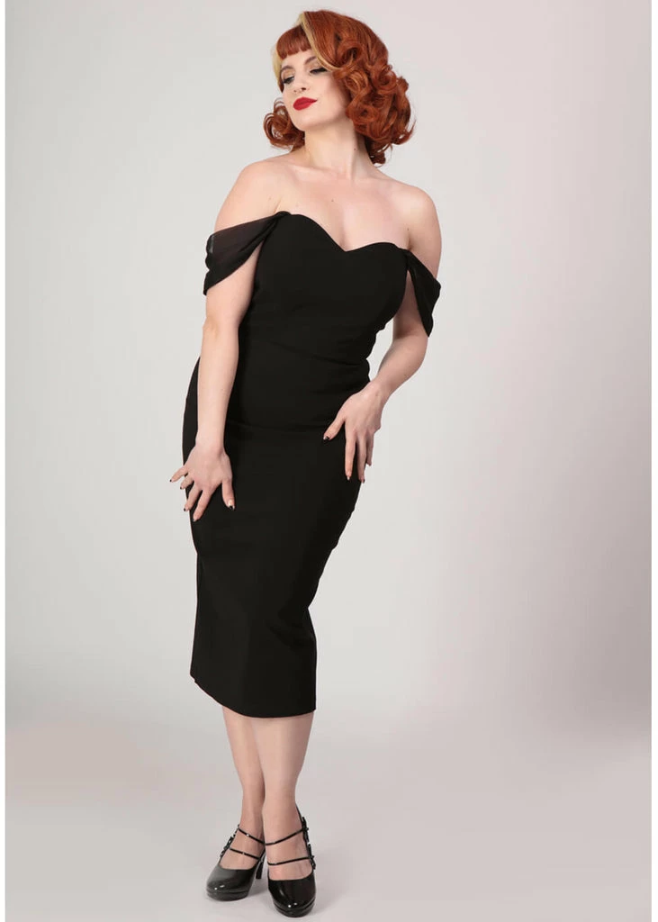 Collectif Violante 50's Pencil Dress Black
