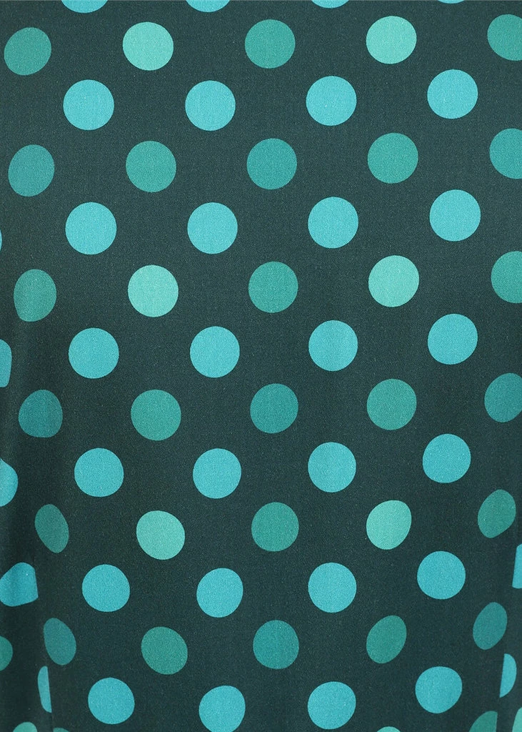 Collectif Caterina Jewel Polka 50's Swing Dress Green - Image 5