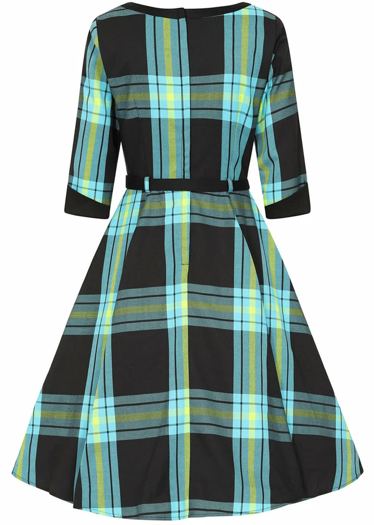 Collectif Linette Evening Check 50's Swing Dress Black - Image 6