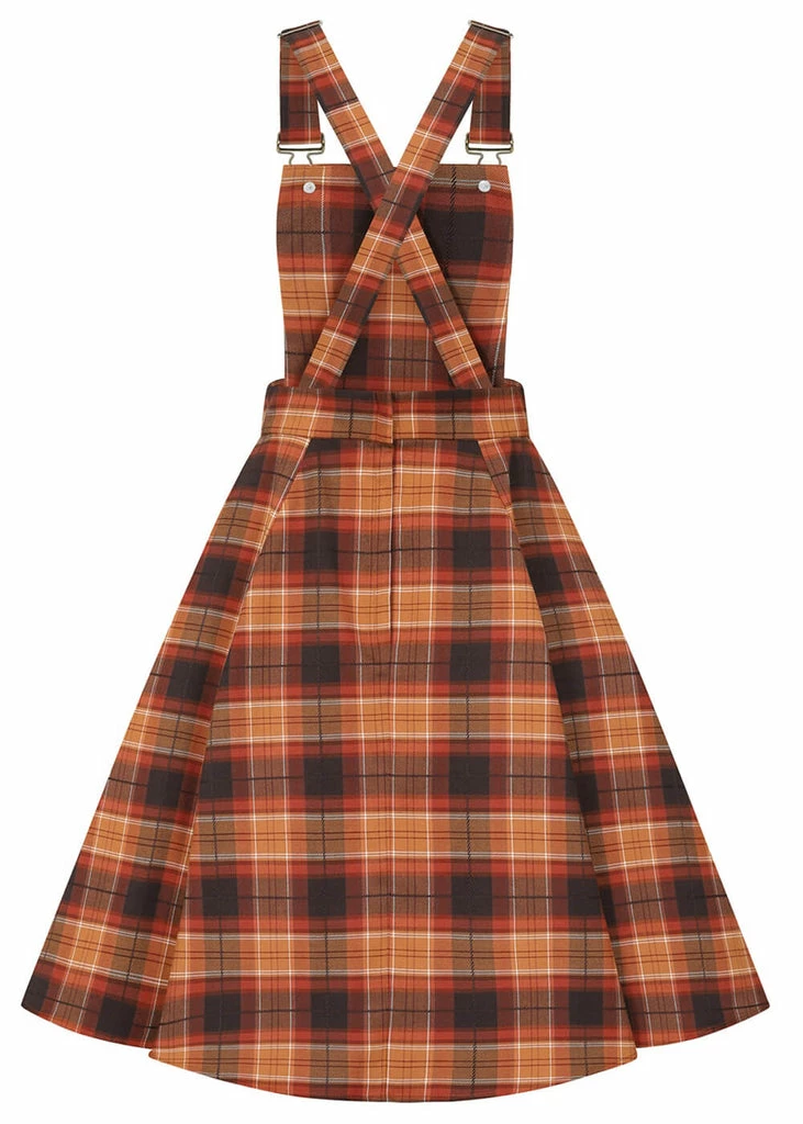 Collectif Kayden Chestnut Check 50's Swing Dress Brown - Image 3