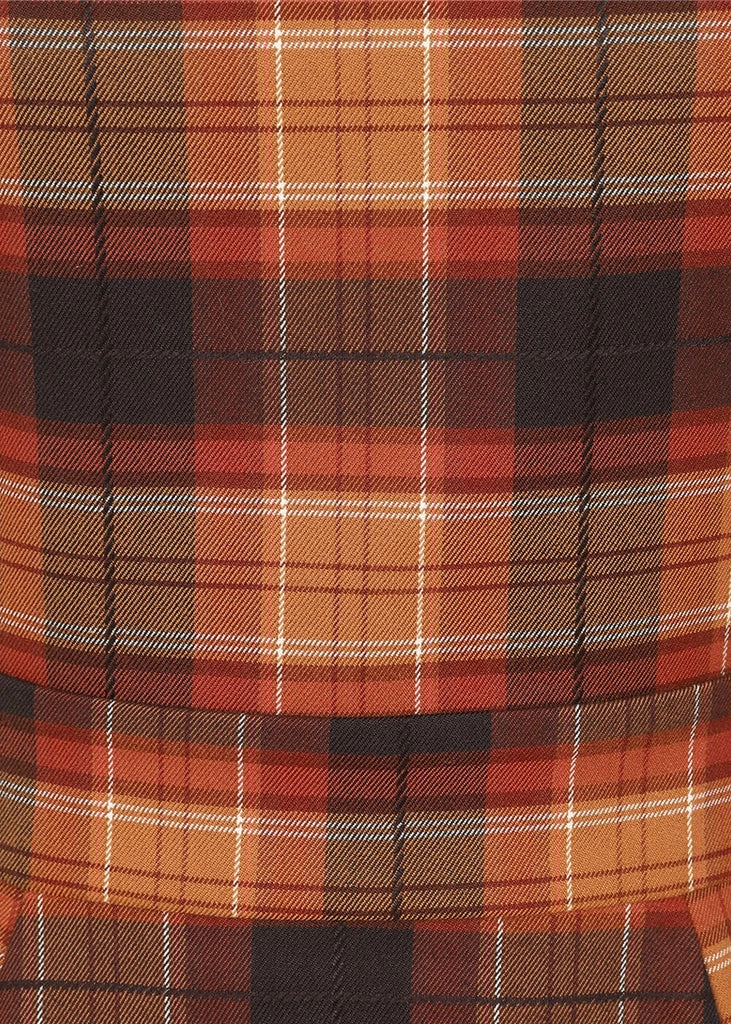 Collectif Kayden Chestnut Check 50's Swing Dress Brown - Image 4