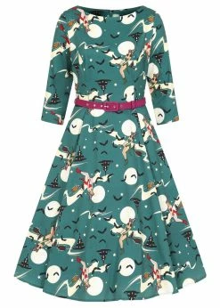 Collectif Suzanne Witches 50's Swing Dress Teal