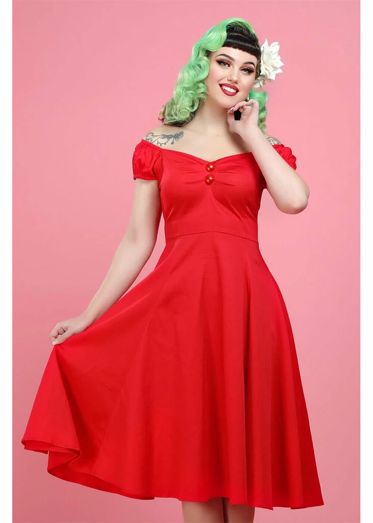 Collectif Dolores Classic 50's Swing Dress Red