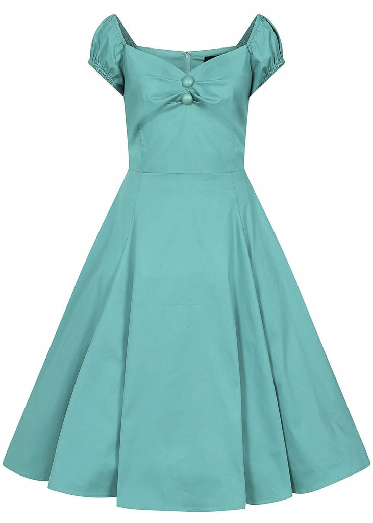 Collectif Dolores Classic 50's Swing Dress Teal - Image 2