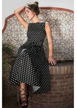 Collectif Frances Polkadot 50's Swing Dress Black