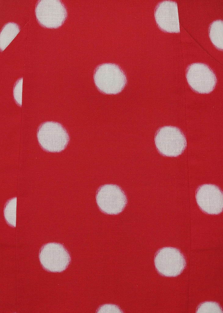 Collectif Hepburn Painted Polka 50's Pencil Dress Red - Image 5
