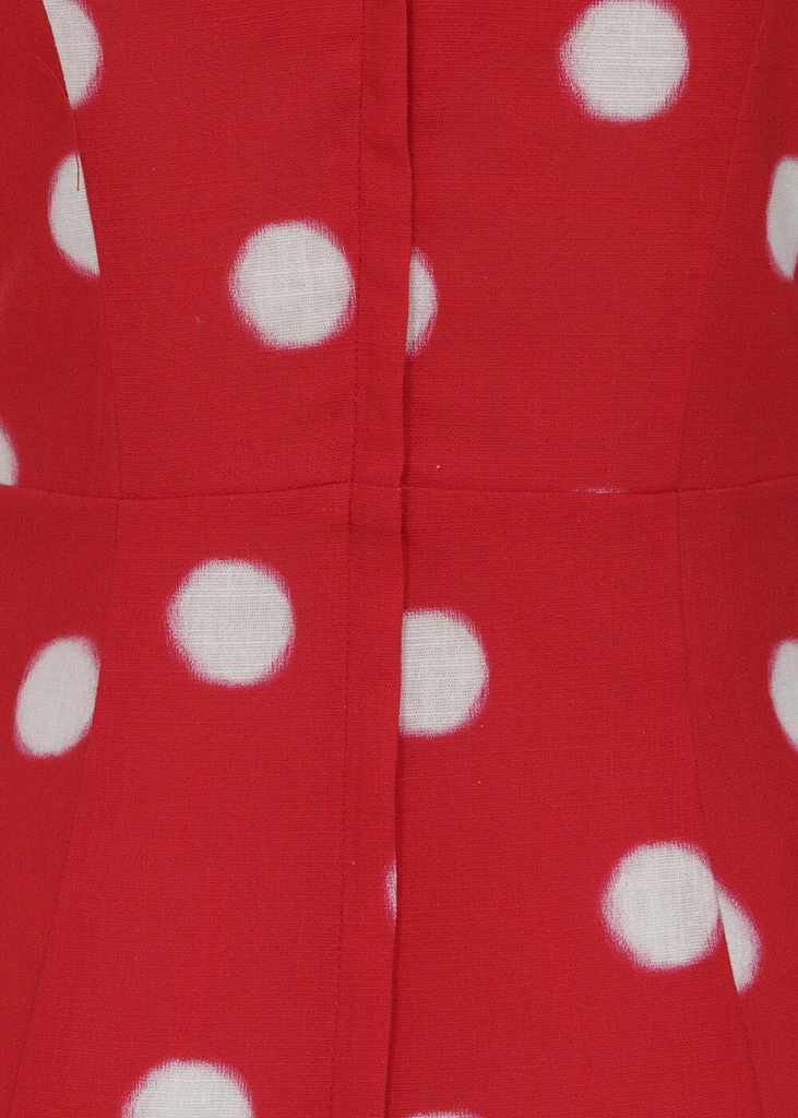 Collectif Hepburn Painted Polka 50's Pencil Dress Red - Image 3