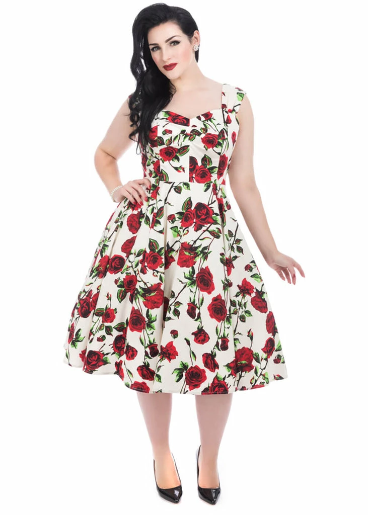 Hearts & Roses With Love 50's Swing Dress Ivory - Image 2