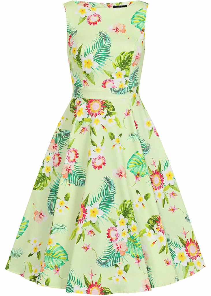 Hearts & Roses Luisa Tropical 50's Swing Dress Yellow - Image 2