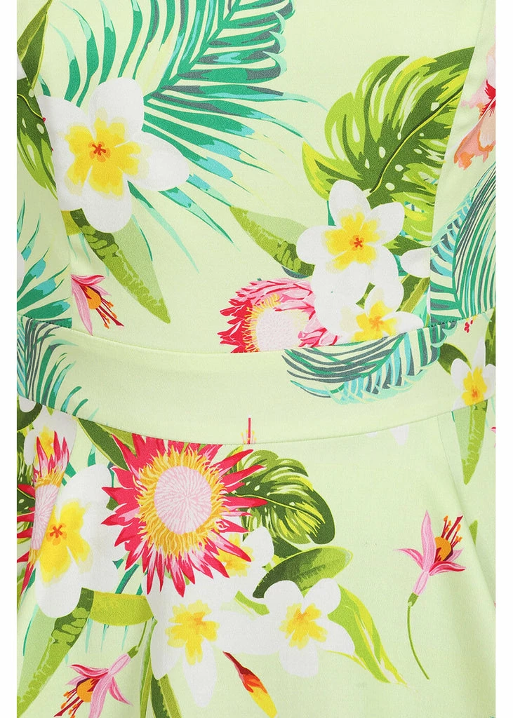 Hearts & Roses Luisa Tropical 50's Swing Dress Yellow - Image 4