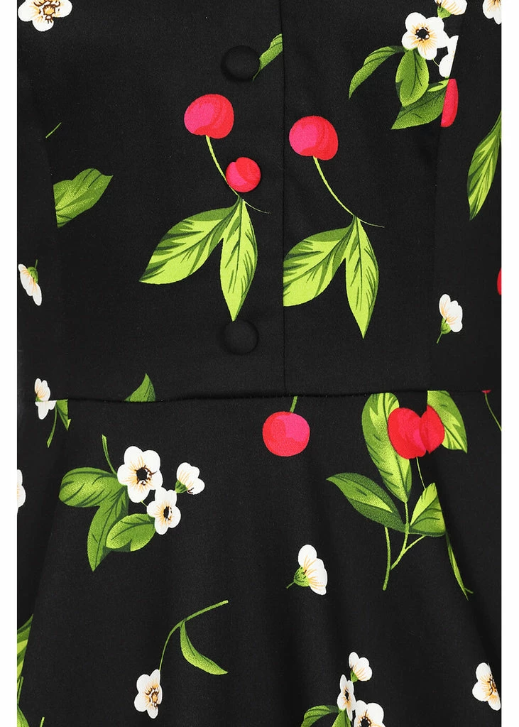 Hearts & Roses Natasha Cherry 50's Swing Dress Black - Image 4