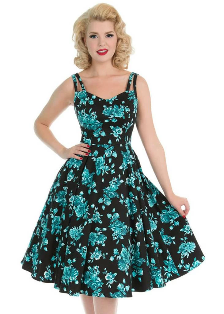 Hearts & Roses Rosacea 50's Swing Dress Black