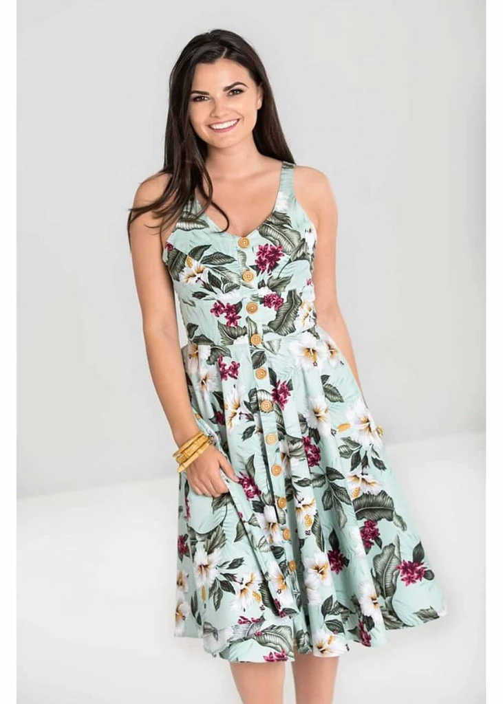 Hell Bunny Tahiti 50's Swing Dress Green - Image 5