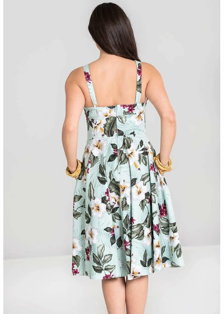 Hell Bunny Tahiti 50's Swing Dress Green - Image 6