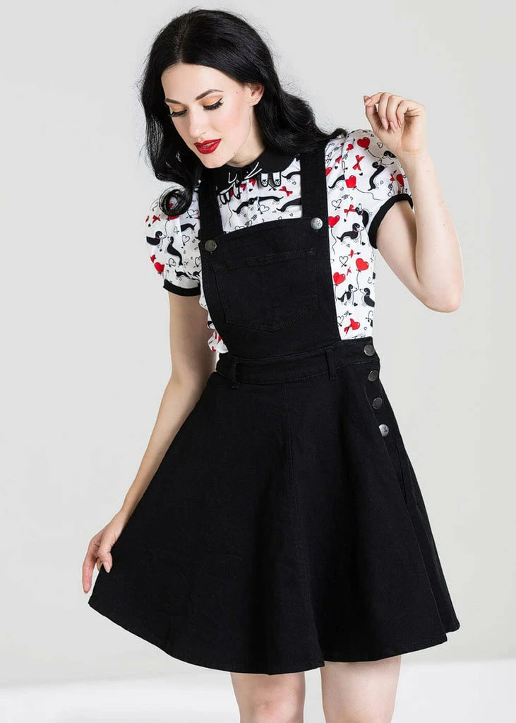 Hell Bunny Dakota 50's Pinafore Swing Dress Black - Image 2