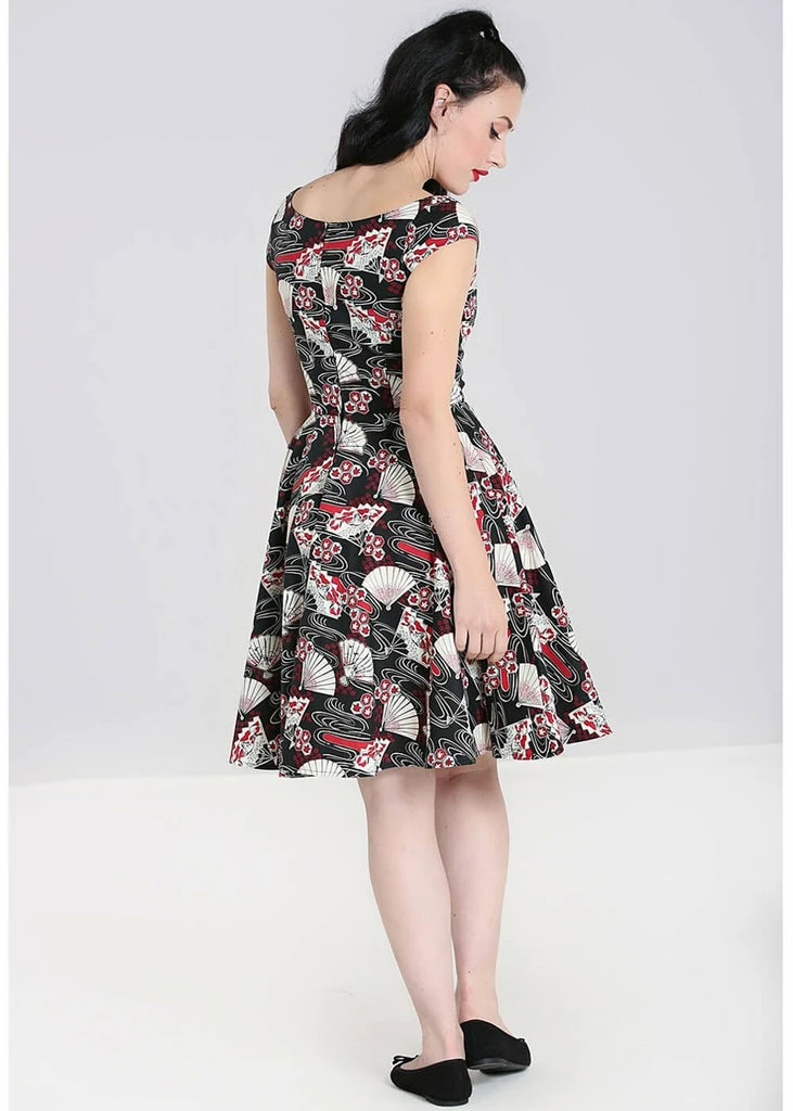 Hell Bunny Lanah Fan 50's Swing Dress Black - Image 6