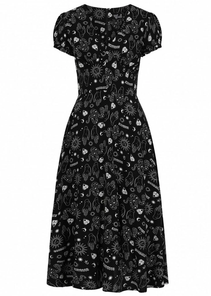 Hell Bunny Hello Goodbye Ouija 70's Dress Black - Image 3