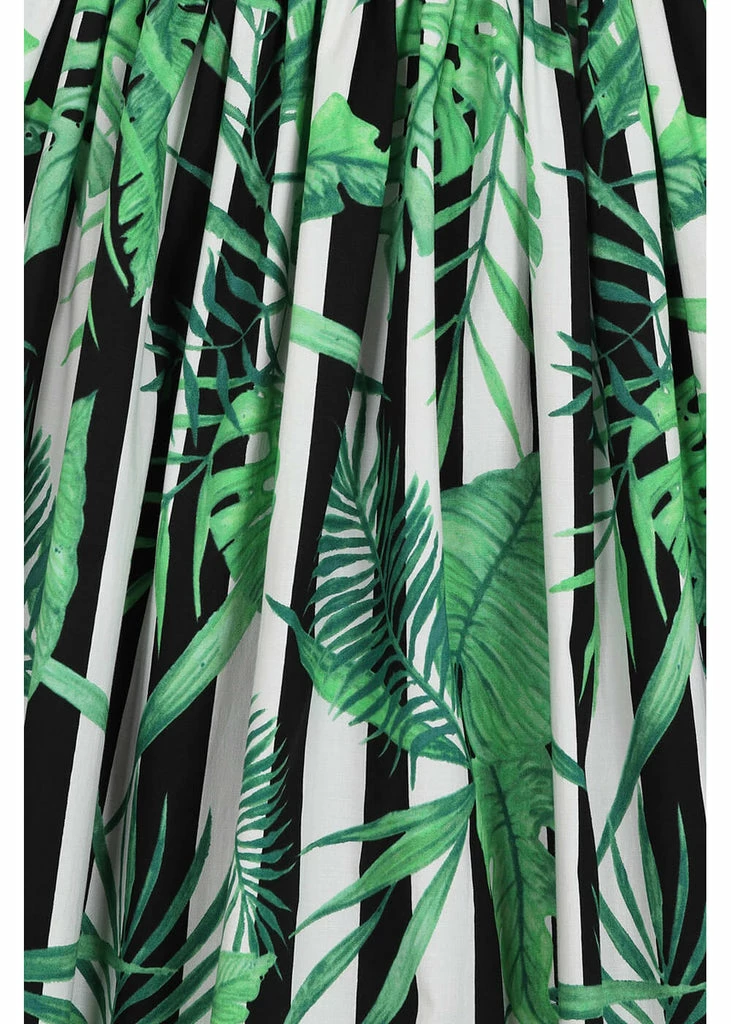 Hell Bunny Solana Leaves 50's Mid Swing Dress Black White - Image 3