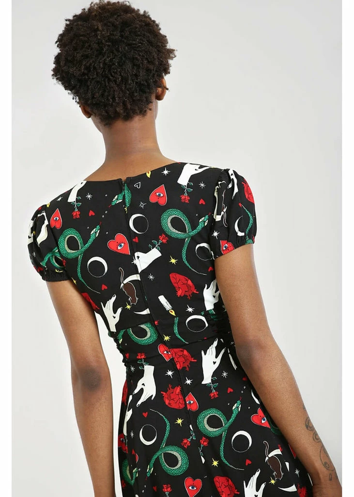 Hell Bunny Good Fortune Snake 60's Dress Black - Image 5