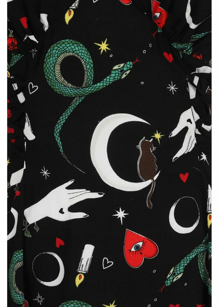 Hell Bunny Good Fortune Snake 60's Dress Black - Image 2