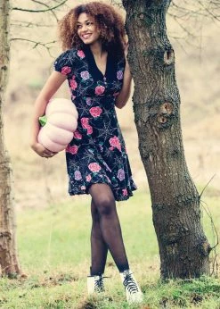 Hell Bunny Eloise Spiderweb 60's Mini Dress Black