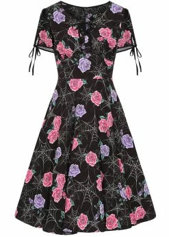 Hell Bunny Eloise Spiderweb 40's Mid Dress Black