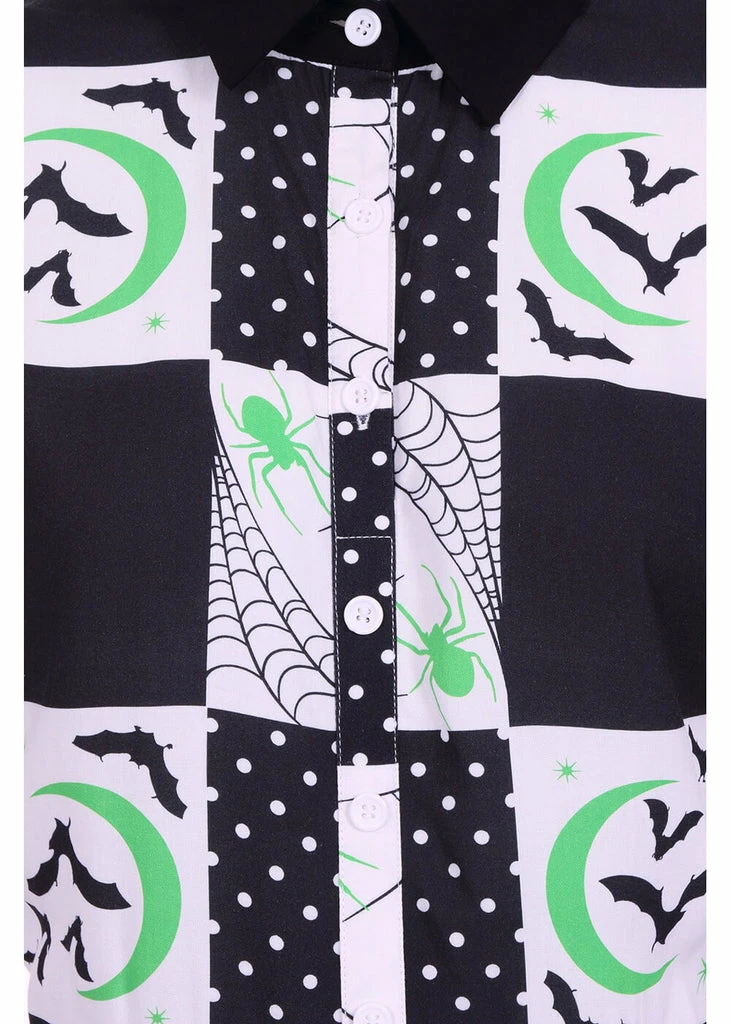 Hell Bunny Annie Bats 60's Mini Dress Black White - Image 5