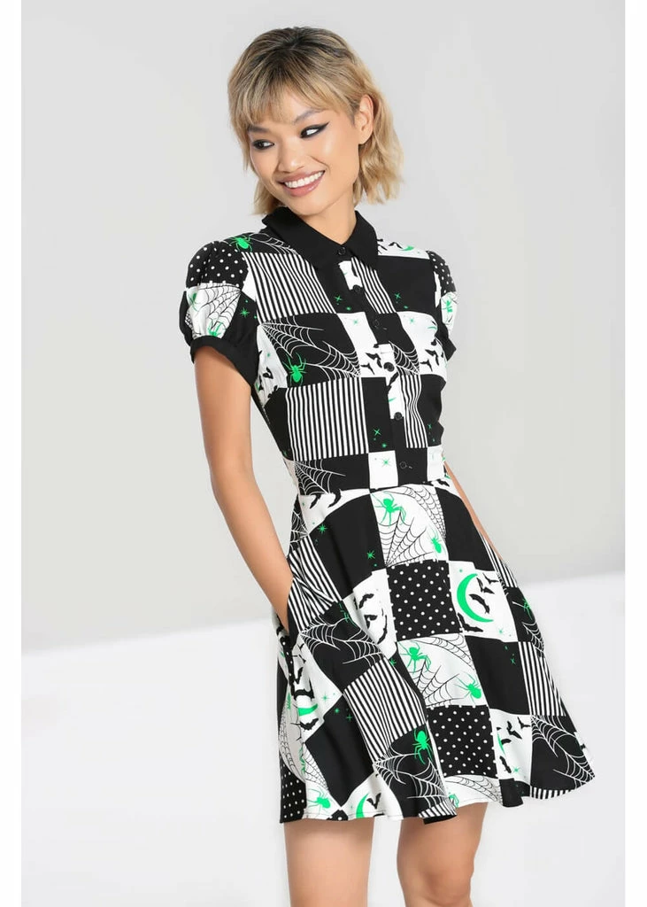 Hell Bunny Annie Bats 60's Mini Dress Black White - Image 3