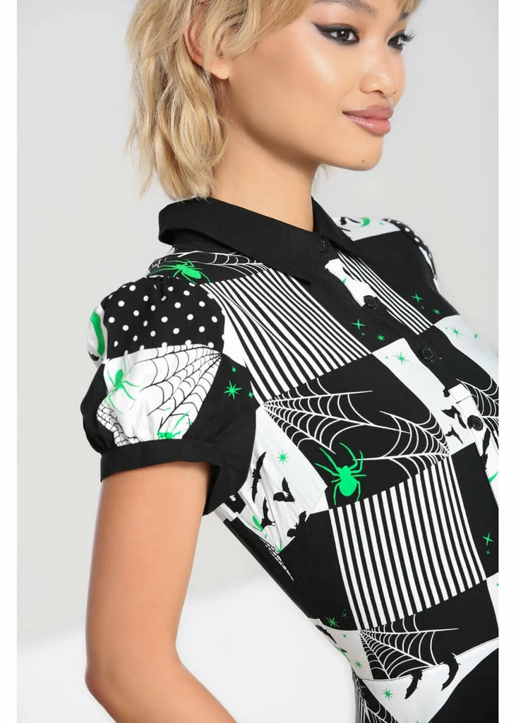 Hell Bunny Annie Bats 60's Mini Dress Black White - Image 6