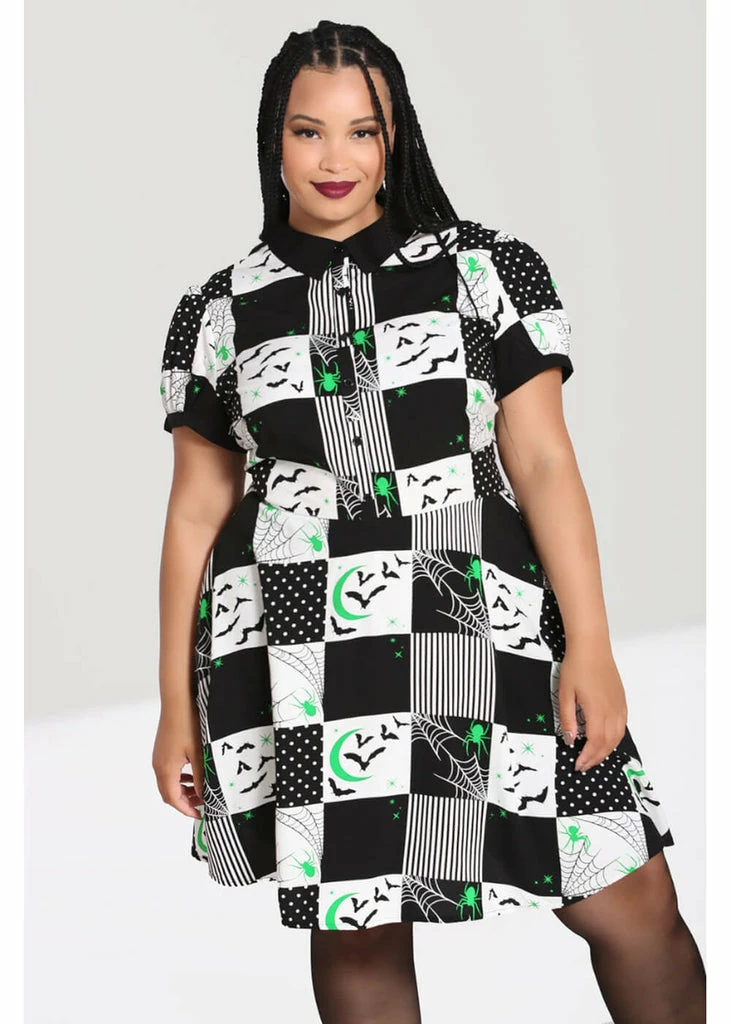 Hell Bunny Annie Bats 60's Mini Dress Black White - Image 4