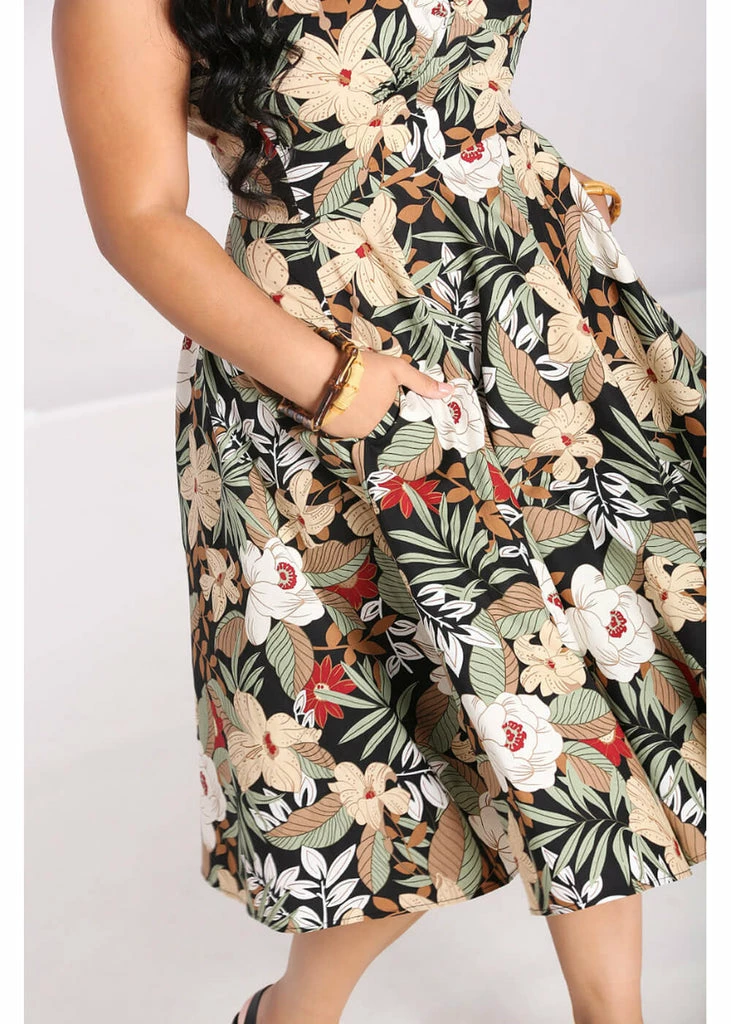 Hell Bunny Adelaida Tiki 50's Swing Dress Black - Image 6