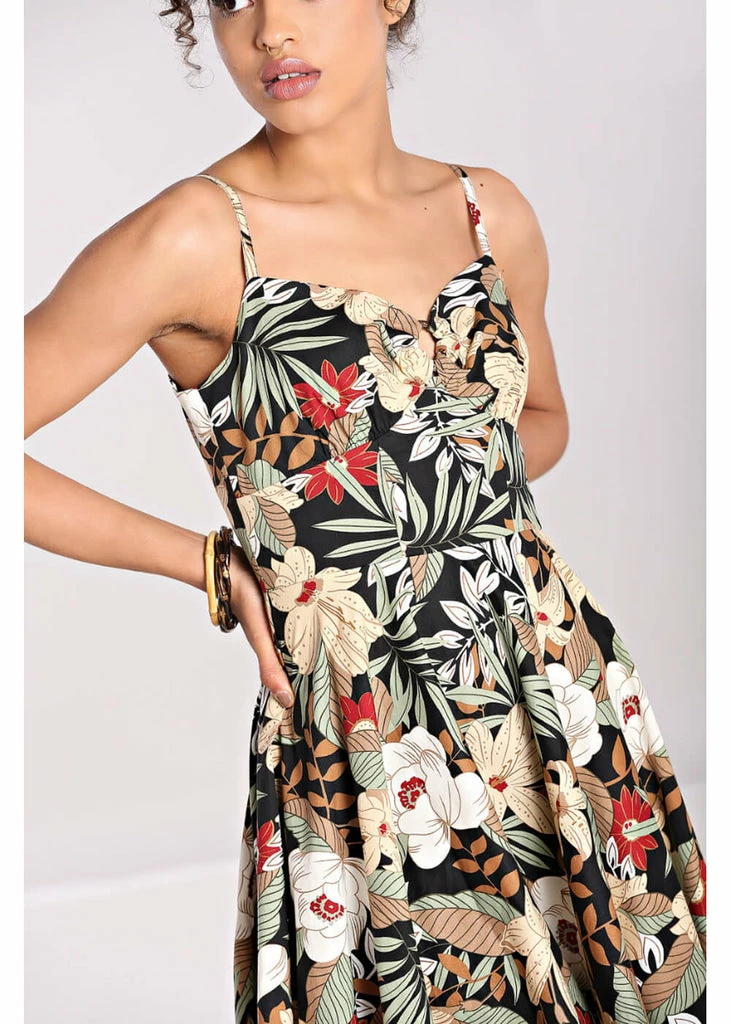 Hell Bunny Adelaida Tiki 50's Swing Dress Black - Image 5