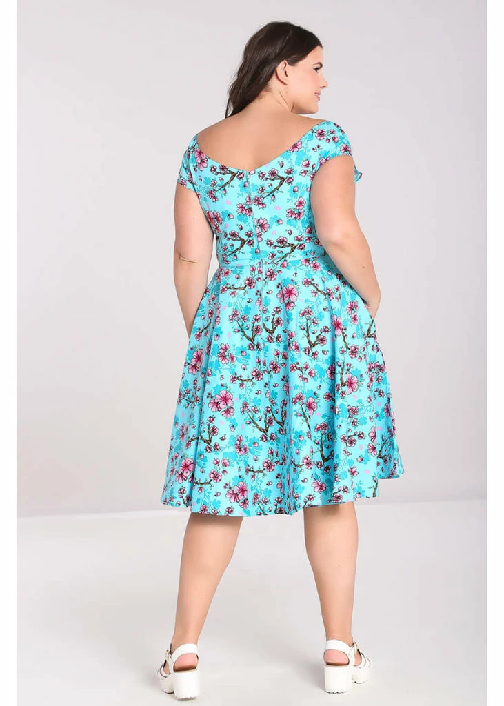Hell Bunny Louella Blossom 50's Swing Dress Aqua - Image 5
