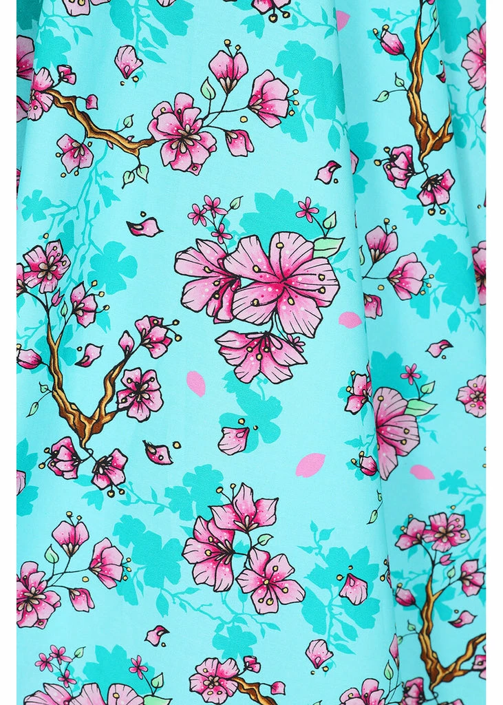 Hell Bunny Louella Blossom 50's Swing Dress Aqua - Image 4