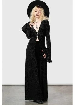 Killstar Woes Night Velvet Duster Black