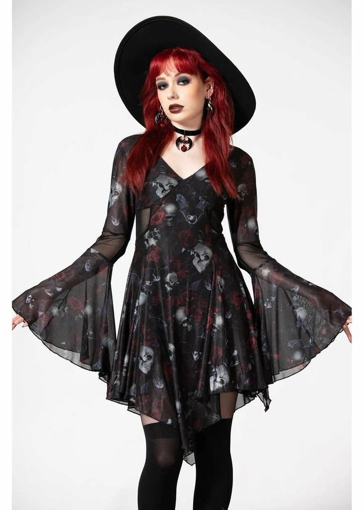 Killstar Bellflora Mesh Dress Black