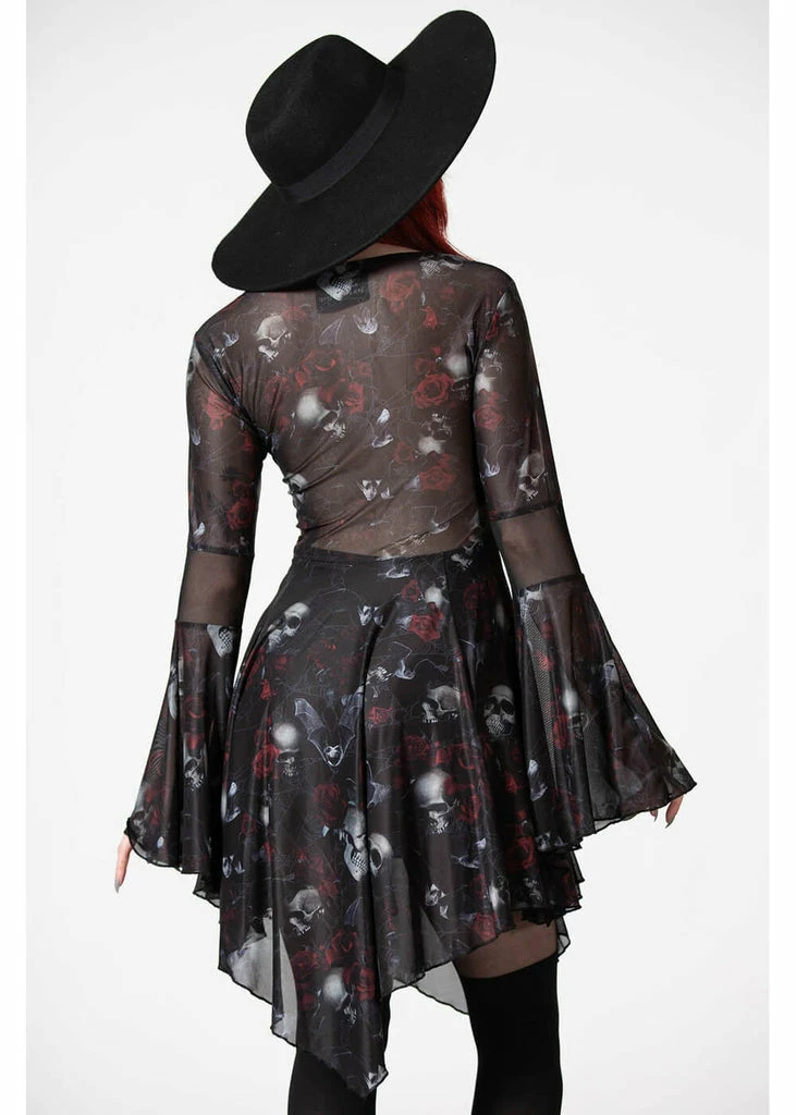 Killstar Bellflora Mesh Dress Black - Image 3